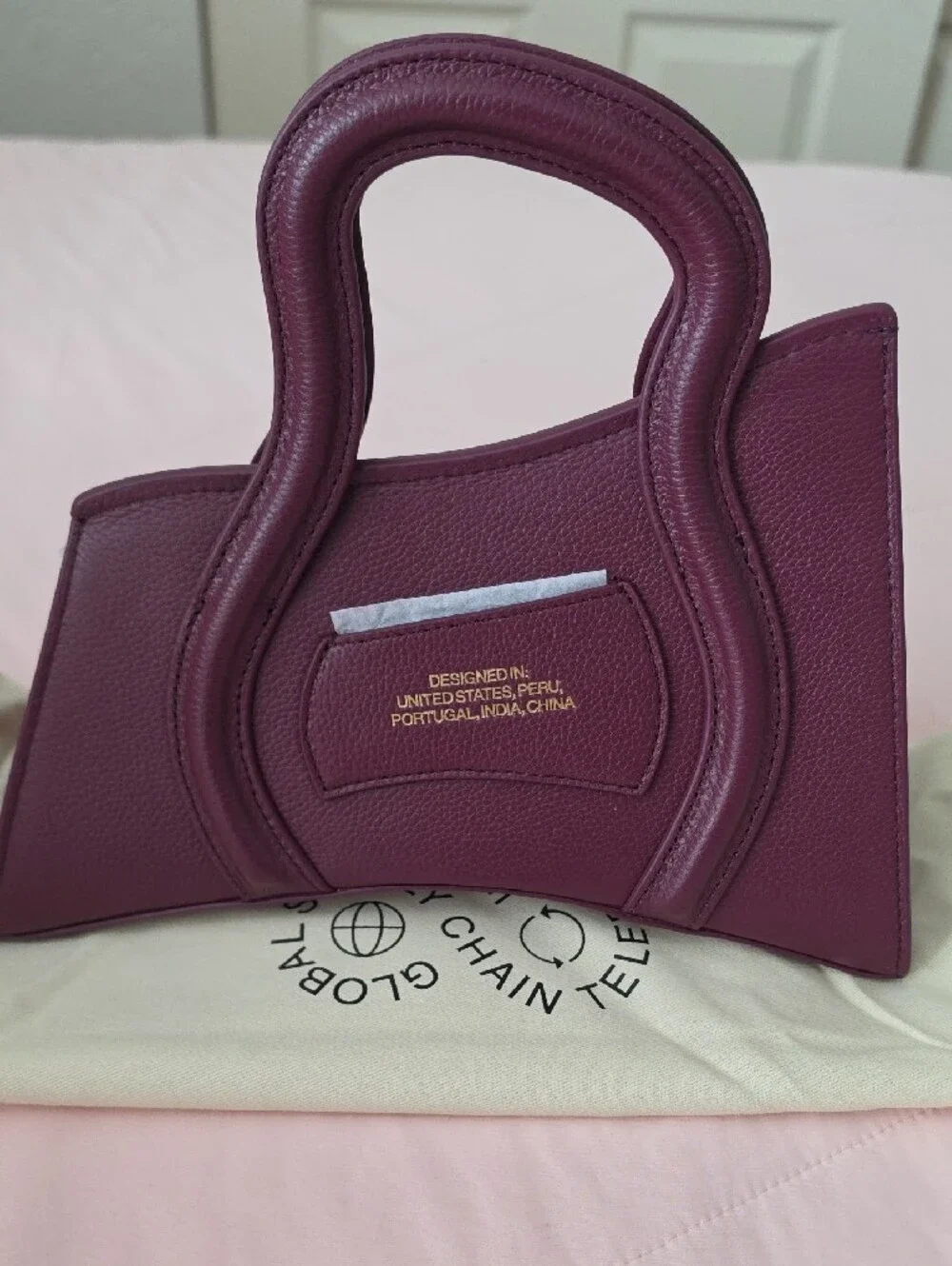 MSCHF Global Supply Chain Telephone Plum Structured Leather Top-Handle Bag